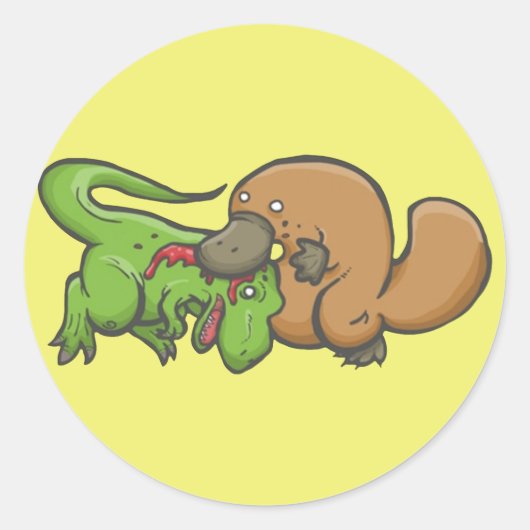 Sticker Rond T-rex vs Platypus (Devant)