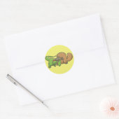 Sticker Rond T-rex vs Platypus (Enveloppe)