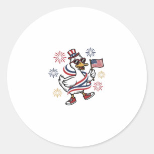Sticker Rond T-shirt avec dessin de canard patriotique gravure