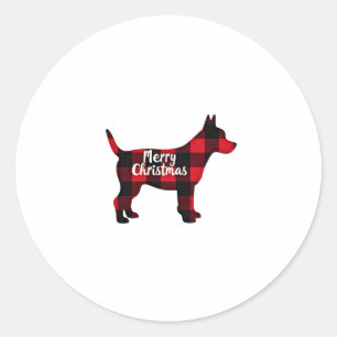 Sticker Rond T-shirt Cadeau à Carreaux Pomsky Noël Maman Papa (