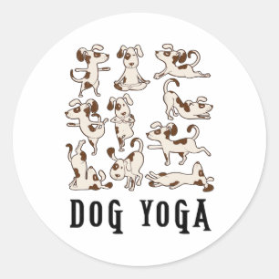 Sticker Rond T Shirt Cadeau Yoga Chien Amusant - Vêtement de Fa
