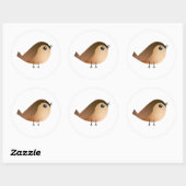 Sticker Rond T-shirt caricature Oiseau de Bruant (Feuille)