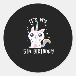 Sticker Rond T-Shirt Caticorn Chat Kawaii Licorne Âge 5