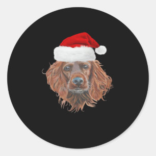 Sticker Rond T-Shirt classique de Christmas Irish Setter