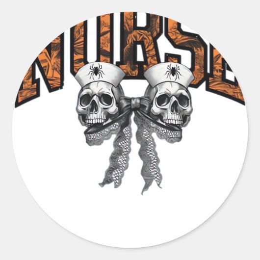 Sticker Rond T-shirt classique de l'infirmière Coquette Bow Hal (Devant)