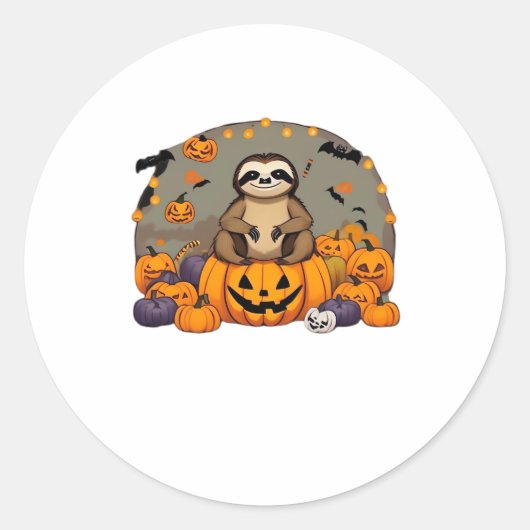 Sticker Rond T-shirt classique de Sloth-o-ween (Devant)