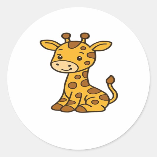 Sticker Rond T-shirt classique pour bébé girafe (Devant)