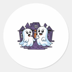Sticker Rond T-shirt classique Spooky Budies A Halloween Haunt_