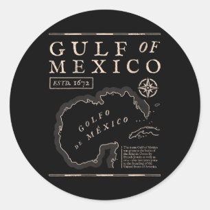 Sticker Rond T-shirt col en V carte historique du golfe du Mexi