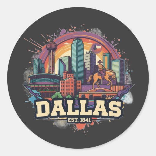 Sticker Rond T-shirt Dallas Texas | City Pride Lone Star State (Devant)