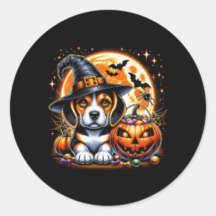 Sticker Rond T-Shirt de chien chiot Halloween1