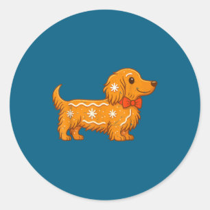 Sticker Rond T-shirt de Noël au pain d'épices pour Dachshund à