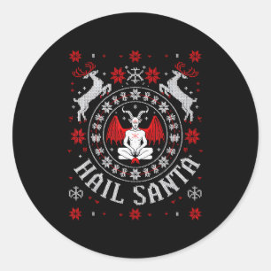 Sticker Rond T-shirt de Noël laid Hail Santa démon méditant