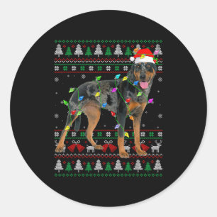 Sticker Rond T-shirt de Noël laid pour chien Harlequin Beaucero
