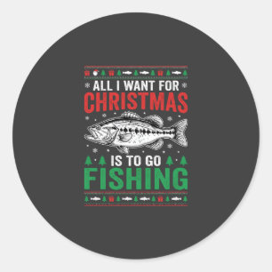 Sticker Rond T-shirt dégueu de Noël Bass Fishing