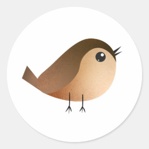 Sticker Rond T-Shirt Dessin Animé Oiseau Moineau