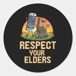 Sticker Rond T-shirt drôle de jeu vidéo rétro pour femmes Respe