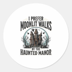 Sticker Rond T-shirt drôle de marches de maison hantée Hallowee