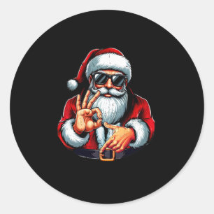 Sticker Rond T-shirt drôle de Noël Six Seven 6 7 Meme Santa pou
