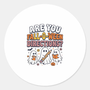 Sticker Rond T-shirt drôle de professeur de fantôme d'Halloween