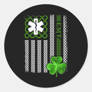 Sticker Rond T-shirt drôle d'EMS EMT Saint-Patrick pour ambulan