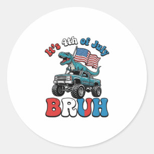Sticker Rond T-shirt drôle du 4 juillet dinosaure monster truck