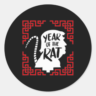 Sticker Rond T-shirt drôle du Nouvel An chinois Année du Rat An