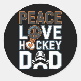 Sticker Rond T-shirt drôle Papa hockey sur glace amour paix
