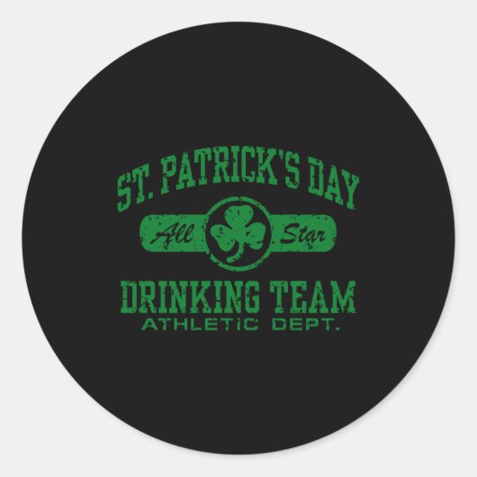 Sticker Rond T Shirt Équipe de Boisson de la Saint-Patrick (Devant)