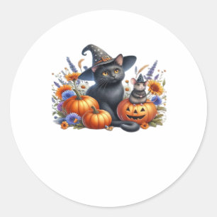 Sticker Rond T-Shirt Essentiel de la souris de chat d'Halloween