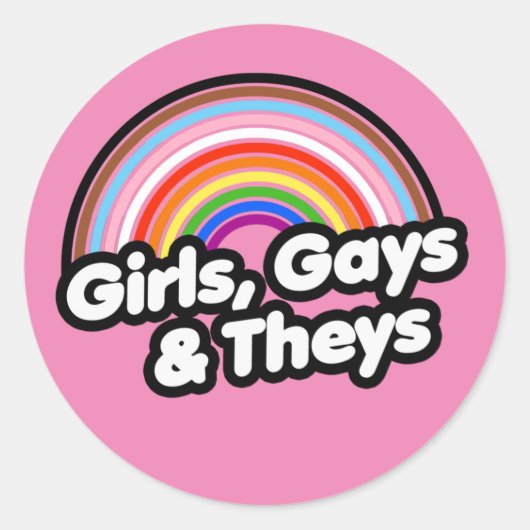 Sticker Rond T-shirt FILLES, GAYS & THEYS (Devant)