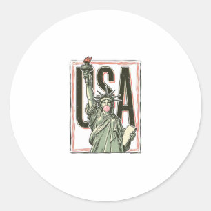Sticker Rond T-shirt graphique bubble gum Statue de la Liberté