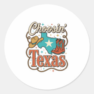 Sticker Rond T-shirt graphique de cowgirl vintage Texas Western