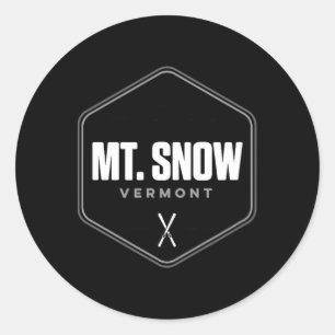Sticker Rond T Shirt Graphique de Ski Mont Snow Vermont