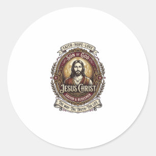 Sticker Rond T-shirt graphique Jésus Antiques Heirloom Art chré