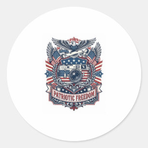 Sticker Rond T-Shirt Graphique Vectoriel Amateur d'Appareil Pho