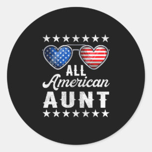 Sticker Rond T-shirt homme tante quatrième juillet femme améric