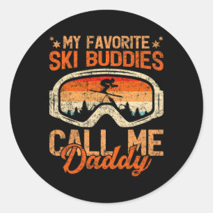 Sticker Rond T-Shirt Homme Vintage Mes Potes de Ski M'appellent