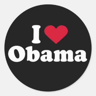 Sticker Rond T-shirt I Love Obama
