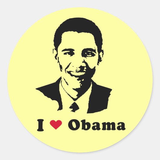 Sticker Rond T-shirt I Love Obama (Devant)