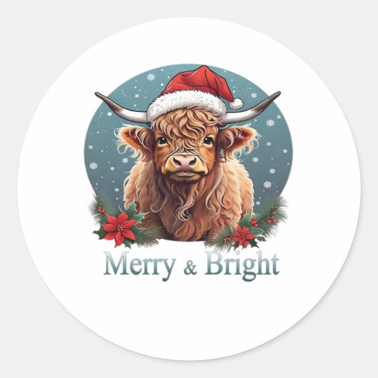 Sticker Rond T-shirt indispensable à la vache de Highland (Devant)