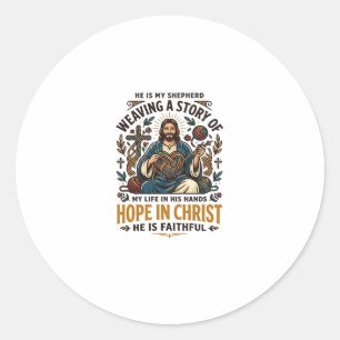 Sticker Rond T-Shirt Jésus Tricot Croyance Inspirante