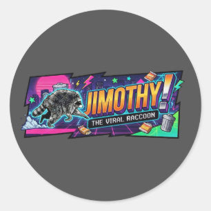 Sticker Rond T-Shirt Jimothy Raccoon pour hommes