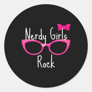 Sticker Rond T Shirt Les Filles Nerds Rock Gamer Geek Chic Drôl