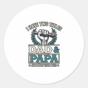 Sticker Rond T-shirt micro vintage titres Papa et Papa_