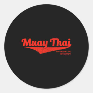 Sticker Rond T-shirt Muay Thai Kickboxing en détresse, Mma Bjj,