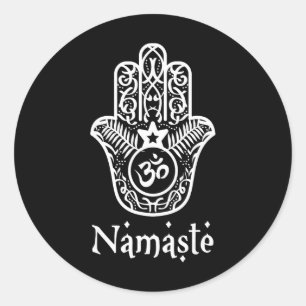 Sticker Rond T Shirt Namaste Main Hamsa Yoga Hindouisme Vedas O