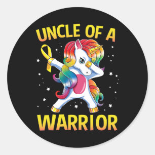 Sticker Rond T-shirt Oncle D'un Guerrier Sensibilisation Au Can
