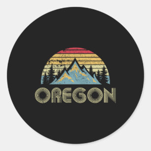 Sticker Rond T-shirt Oregon - Montagnes Rétro Vintage Nature Ra