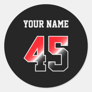 Sticker Rond T Shirt Personnalisé Rouge Numéro 45